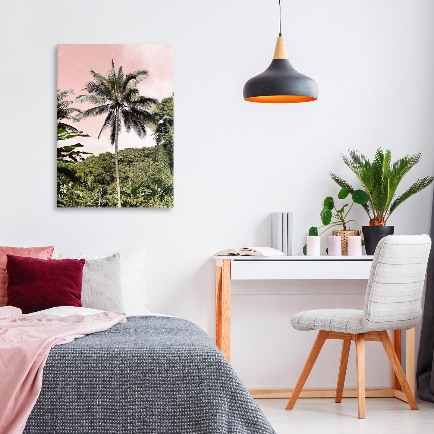 Stupell Industries Rainforest Palm on Pink Canvas, design by Natalie Carpentieri