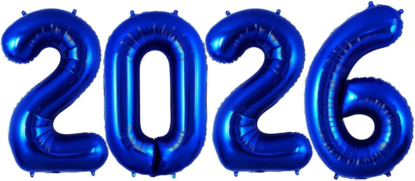 Navy Blue 2026 Balloons, 40 Inch 2026 Number Balloon Foil New Year Balloon Numbers for New Years Eve Party Graduation Party Decoration