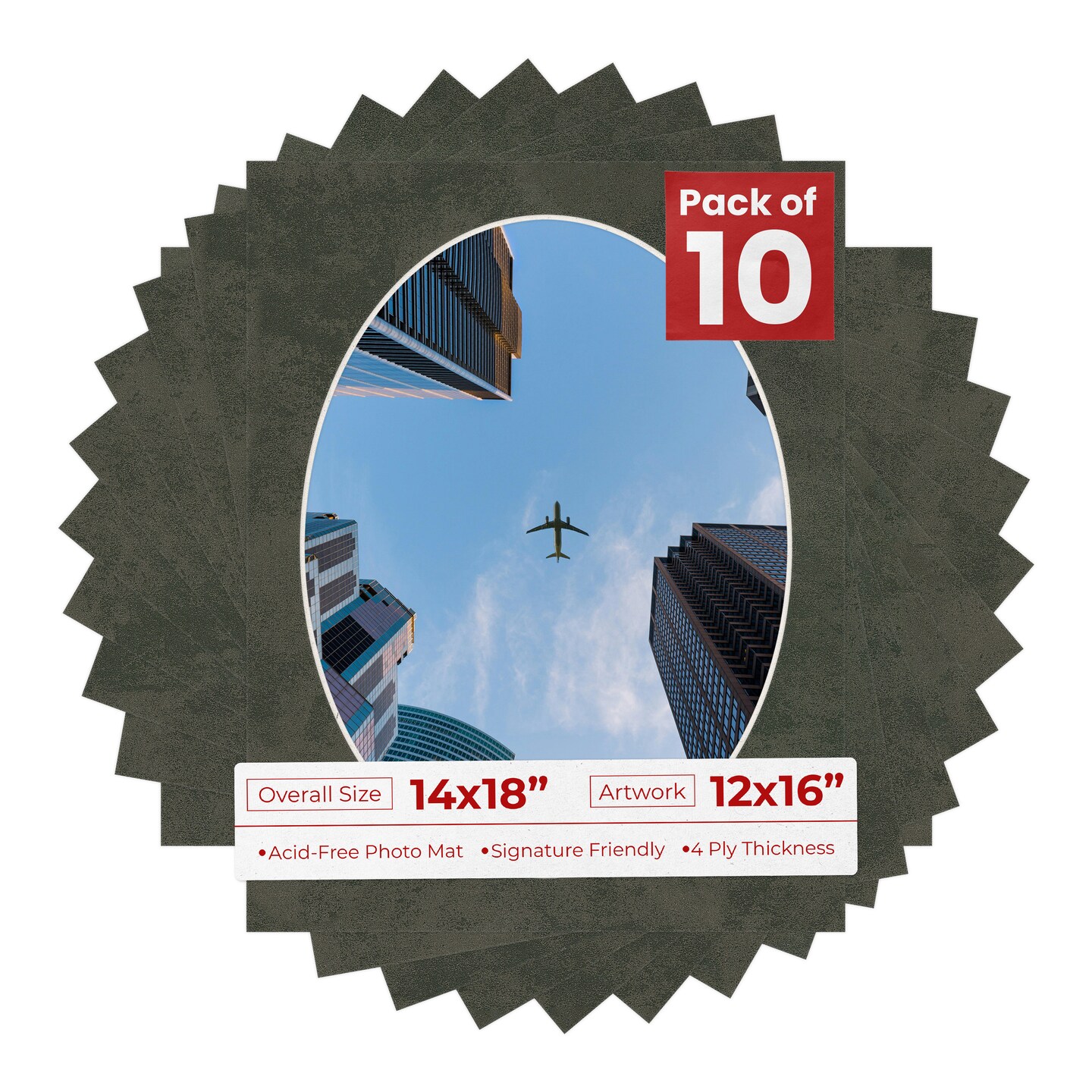 Earthen Gray Mat Board for 14x18 Frames - Oval Opening for 12x16 Photos ...
