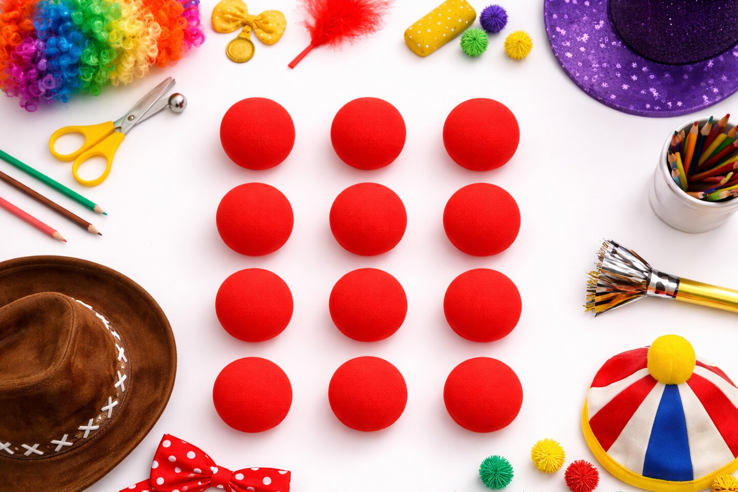 Red Clown Noses – 12 Pack for Kids, Classroom Dress Up, Parties & Pretend Play