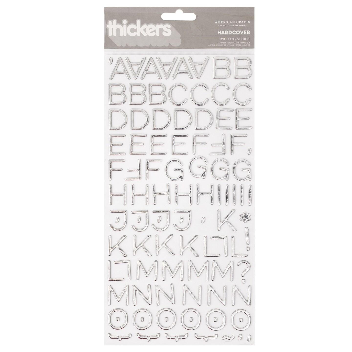 American Crafts Foil Alphabet Stickers-Hardcover-Silver, 198/Pkg