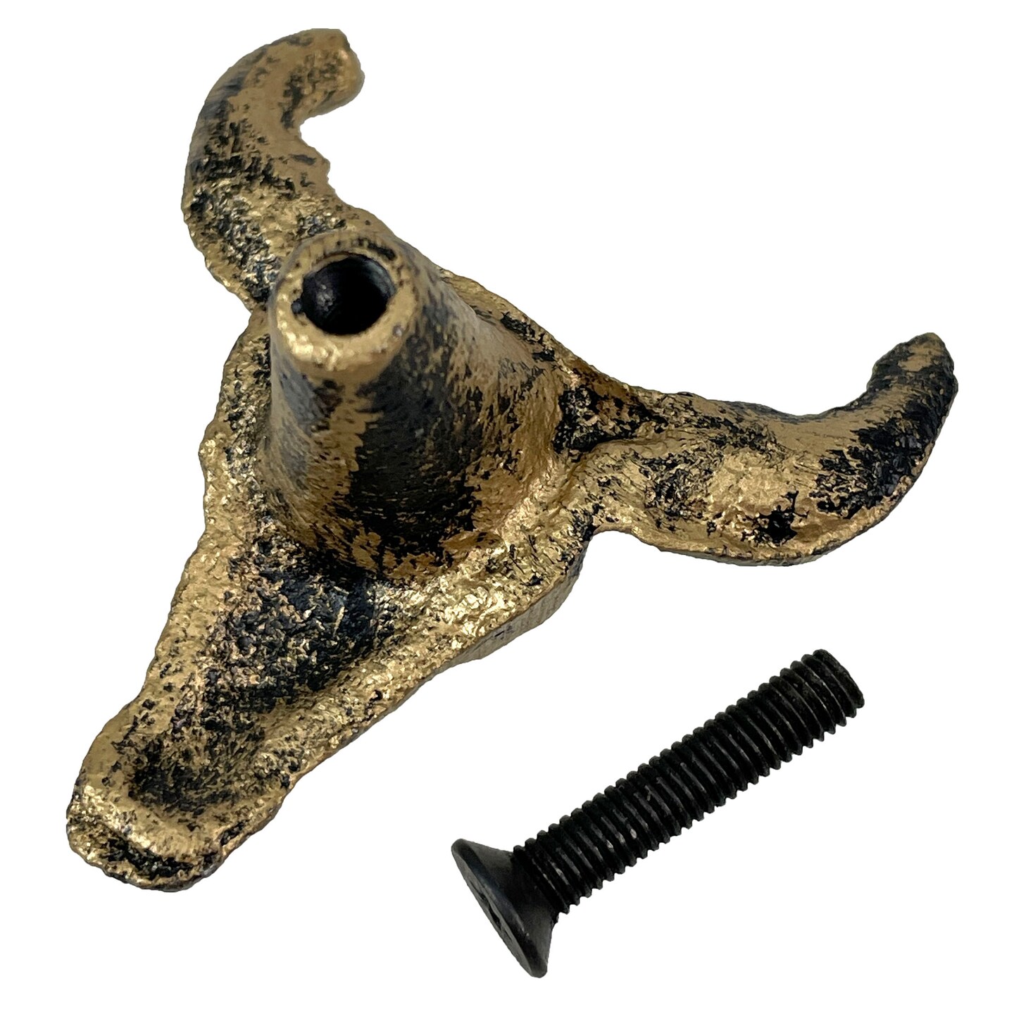 Rustic Cast Iron Western Steer Skull Drawer Pulls Home Cabinet Knobs - Set of 6