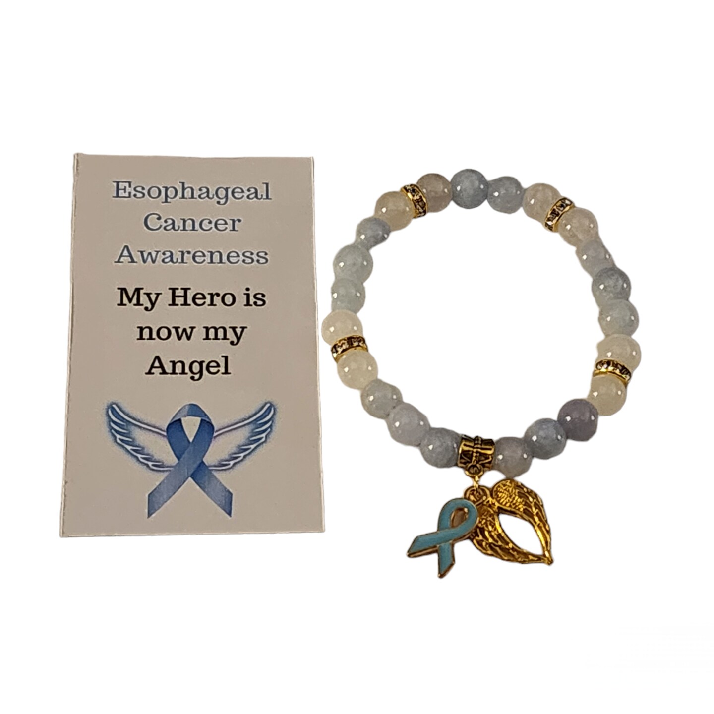 Esophageal Cancer Angel Awareness Beaded Bracelet
