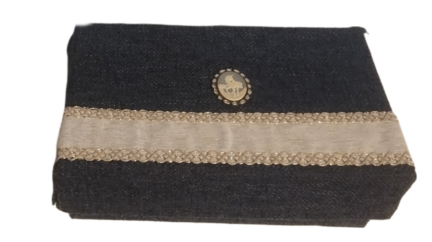 Blue canvas decorative storage box 447300902350143488