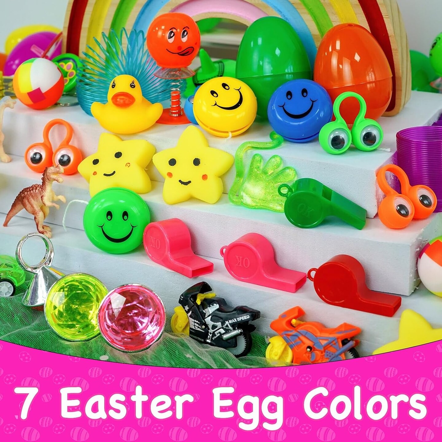 50 Pack Prefilled Easter Eggs with Assorted Toys, Easter Basket Stuffers for Kid Toddler Teens Boys Girls Easter Egg Hunt Filling Treats Easter Basket Stuffers