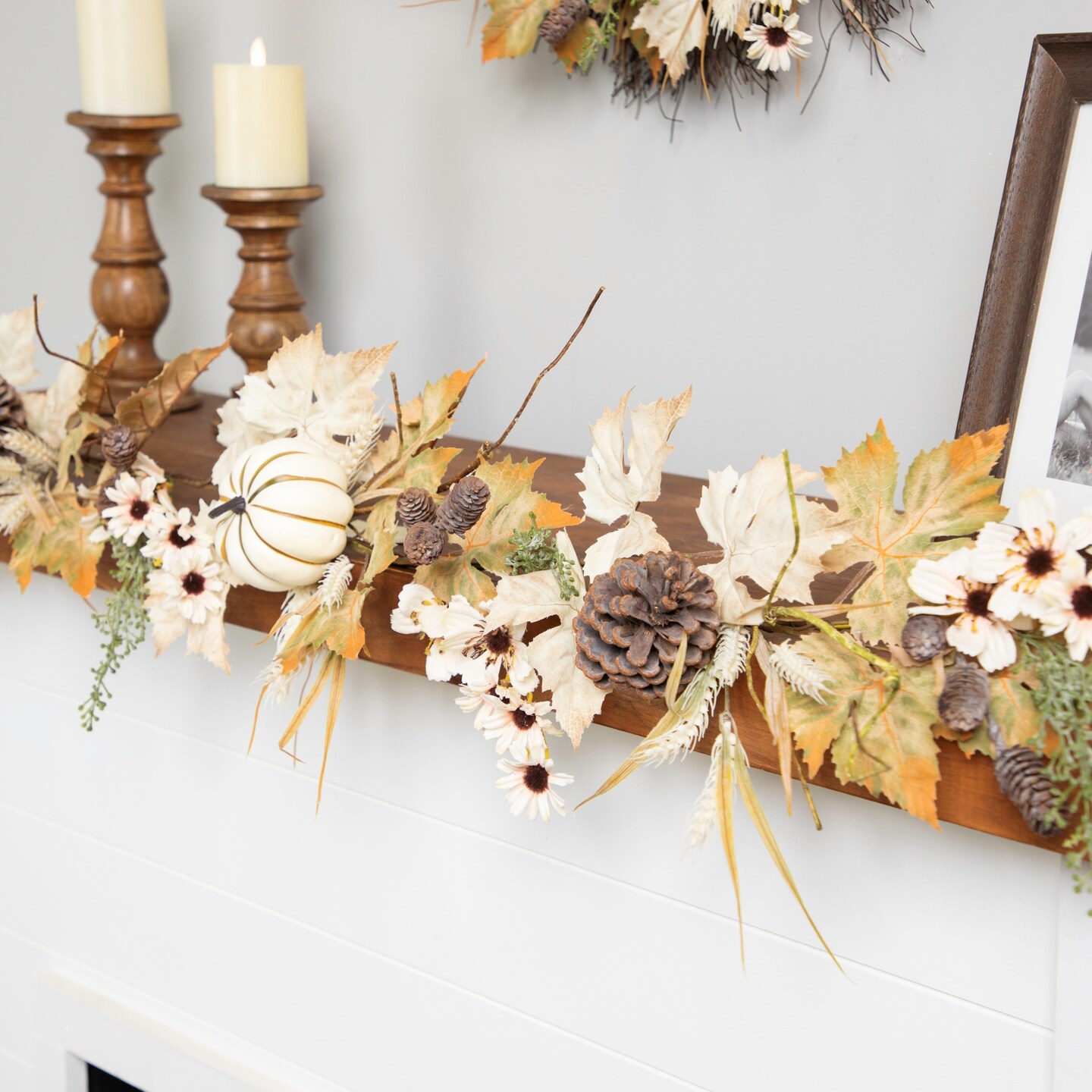 Northlight Pumpkin and Pinecone Fall Harvest Artificial Garland - 5&#x27; - Unlit