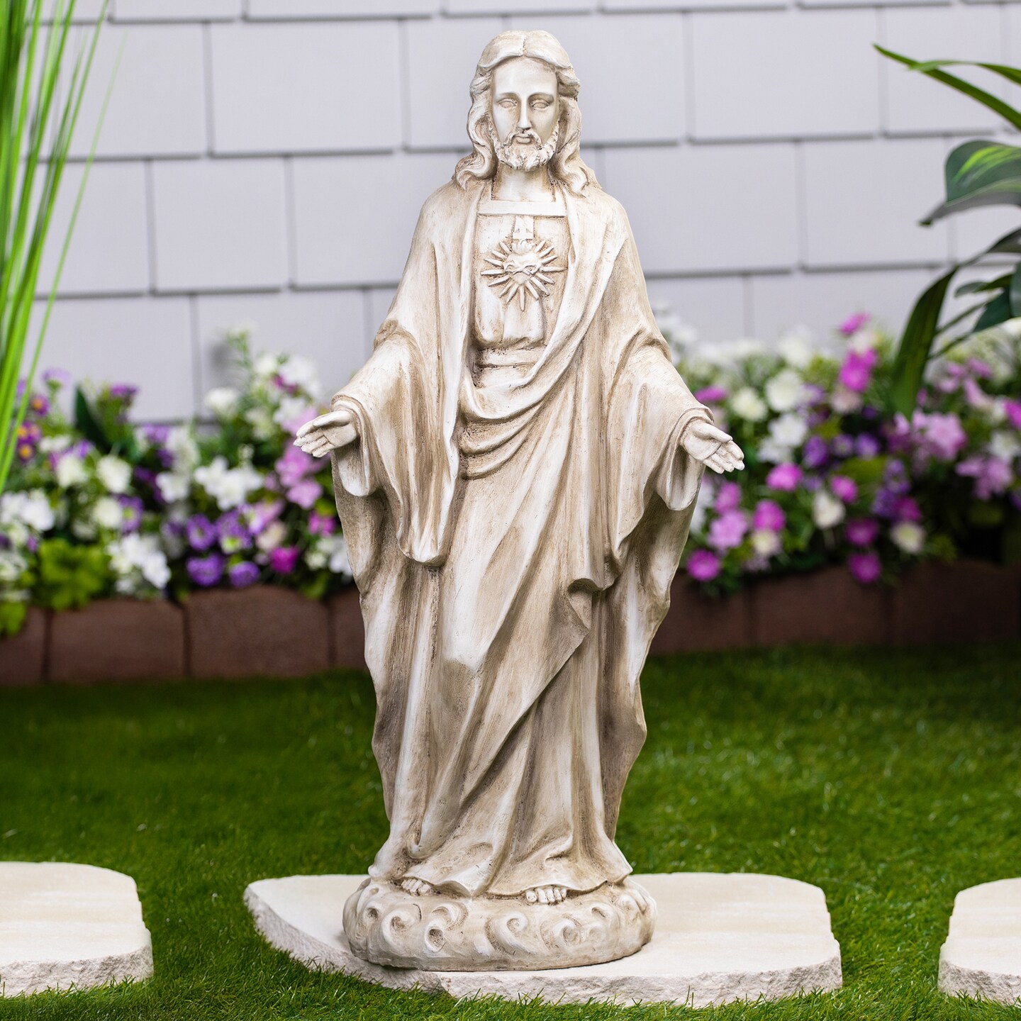 Northlight Sacred Heart of Jesus with Open Arms Outdoor Garden Statue - 24.5&#x22;