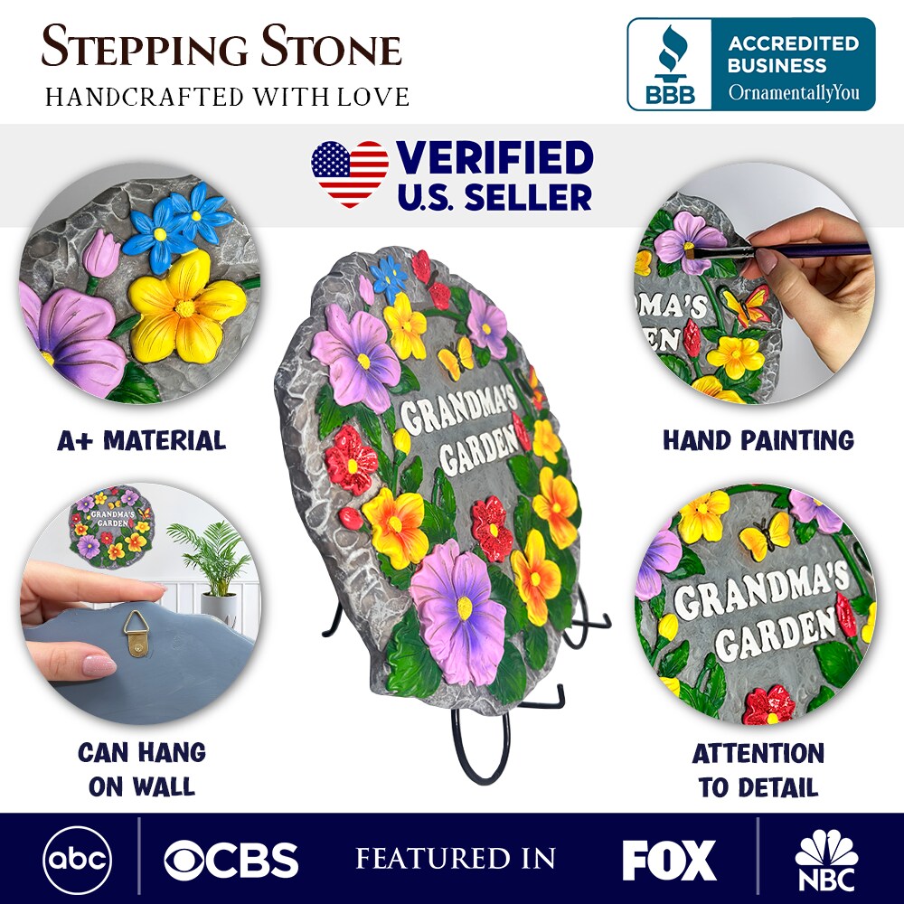 Grandma&#x2019;s Garden Floral Stepping Stone, 9.5&#x22; Decorative Outdoor Decoration