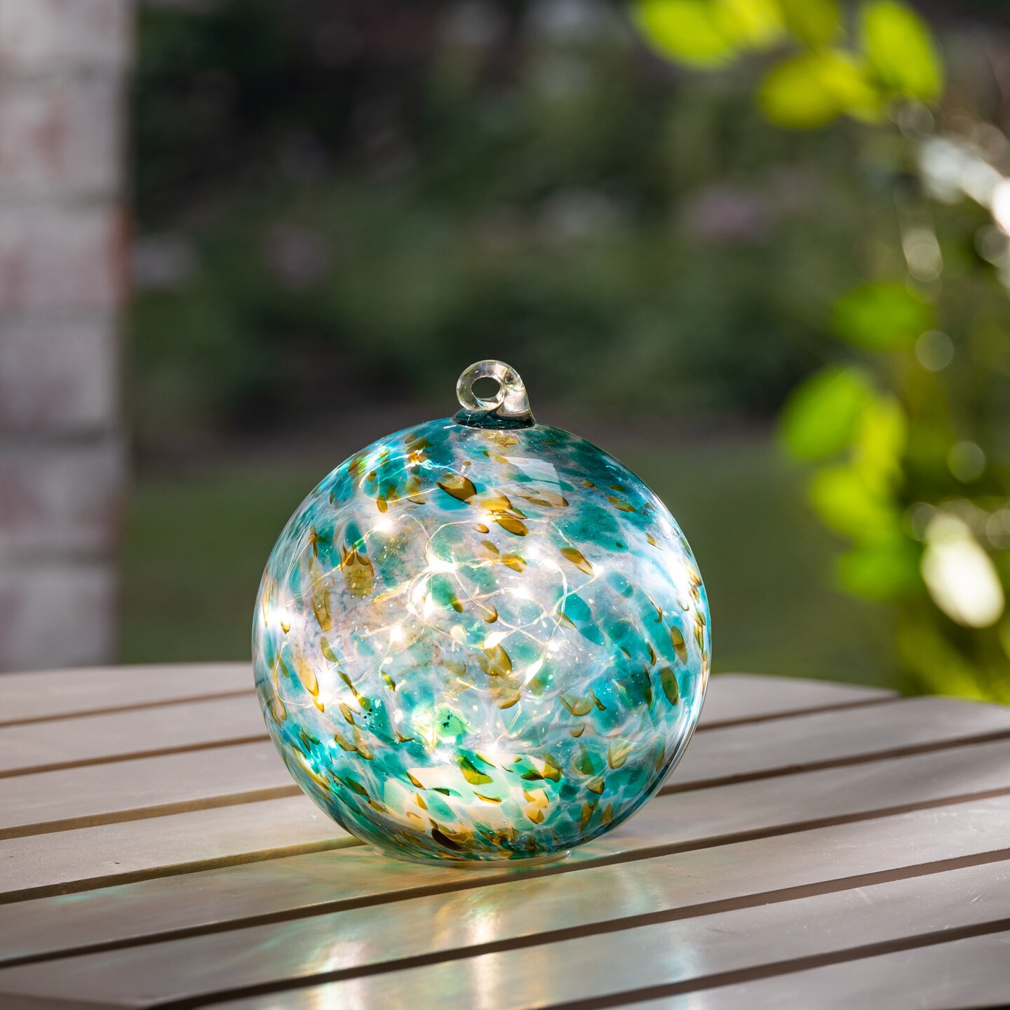 Contemporary Home Living LED Lighted Glass Sphere Hanging Light - 5.75&#x22; - Green Lights
