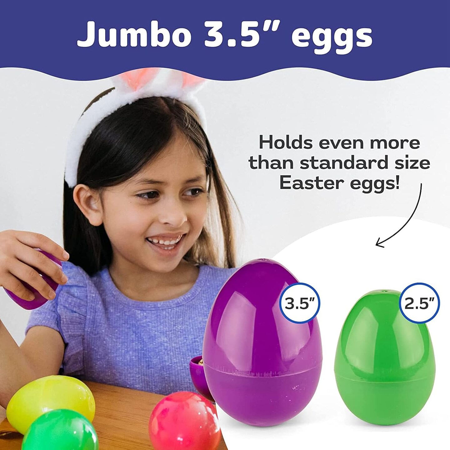 36PCS Large Plastic Easter Eggs, 3.5" Empty Plastic Easter Egg with Assorted Bright Colors for Easter Eggs Hunt, Easter Basket Stuffers