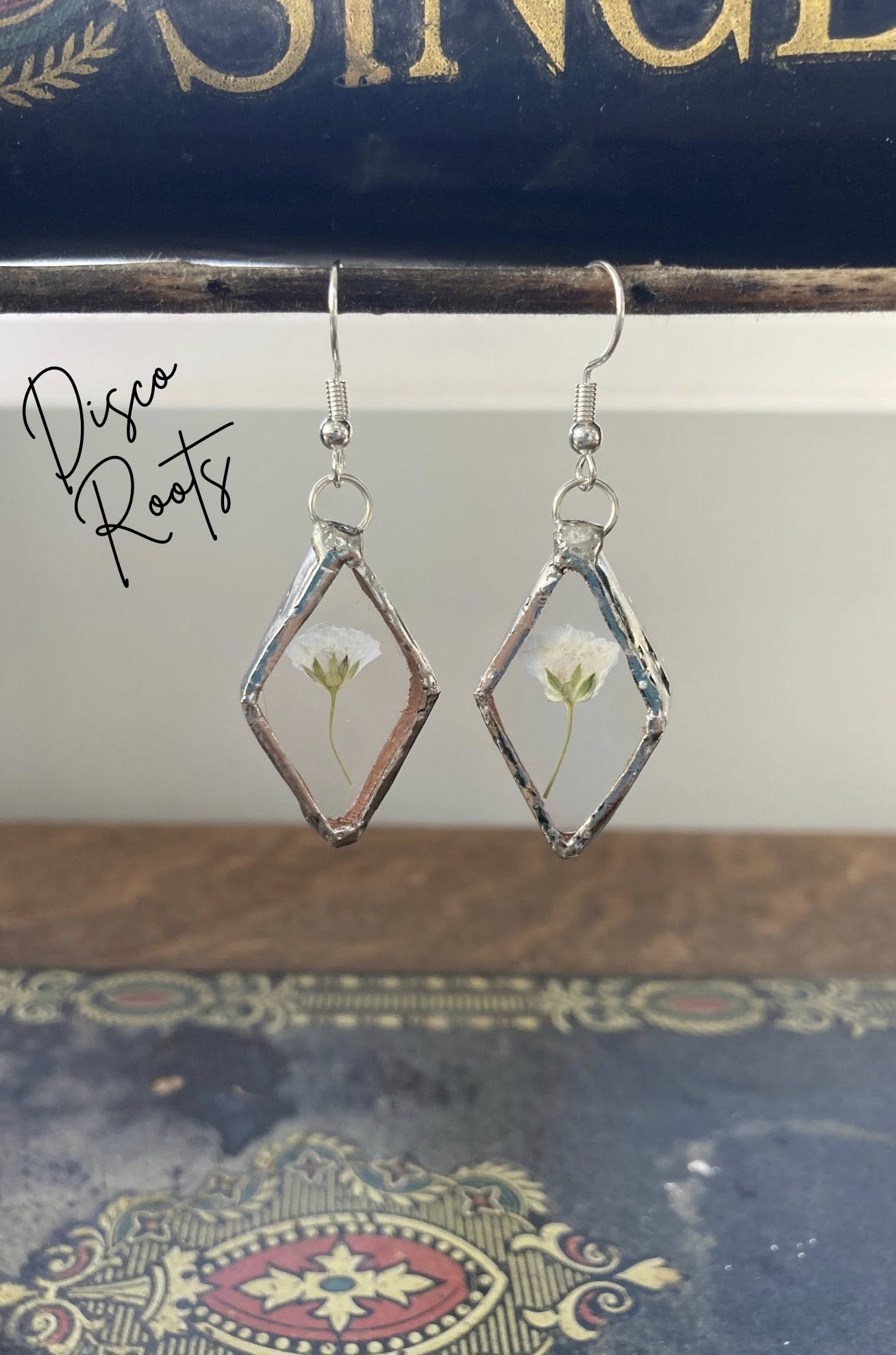 Blue and White Stained Glass Floral Earrings | MakerPlace by Michaels