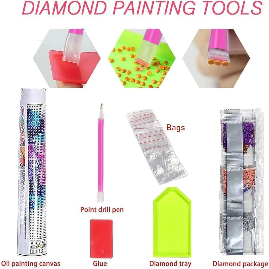 Diamond Painting Kits for Adults – Sun and Moon Full Drill Diamond Art Kit, 5D Crystal Diamond Dots DIY Gem Painting Kit for Beginners, Home Wall Decor