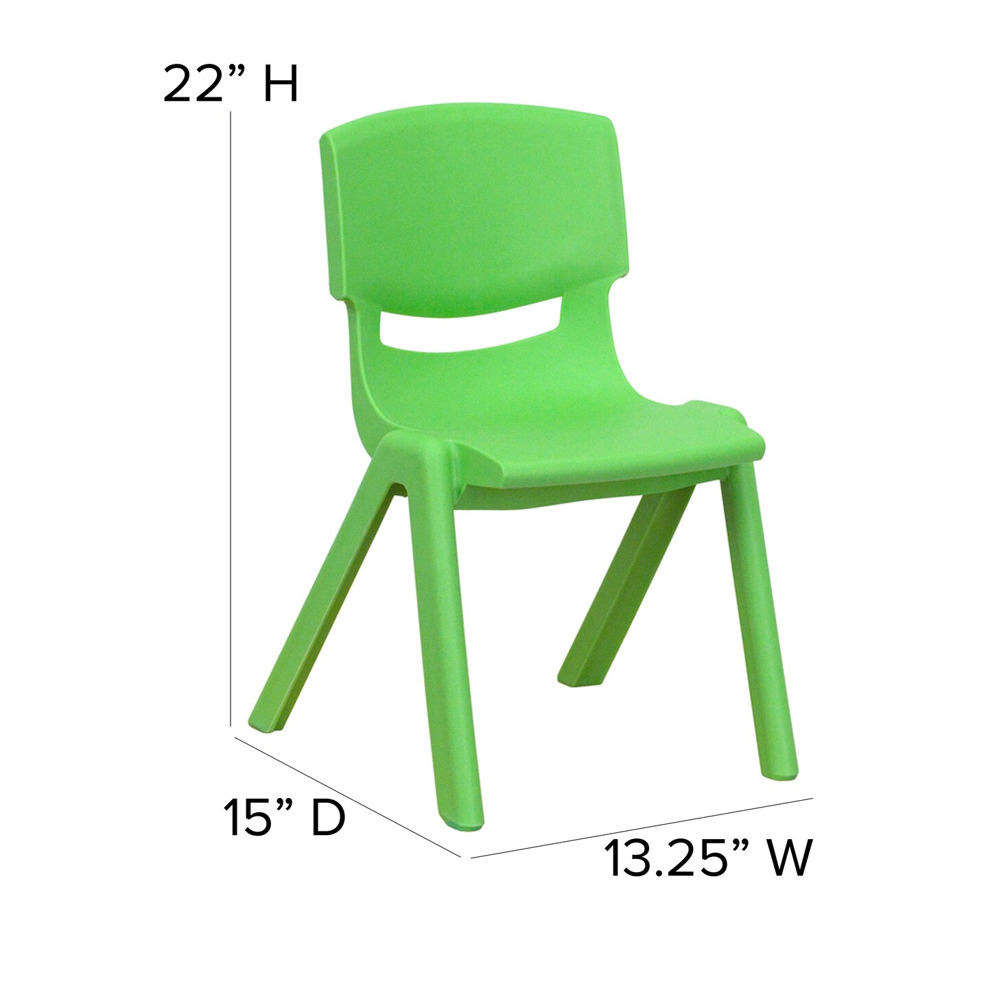 Emma and Oliver 4 Pack Plastic Stack School Chair with 12&#x22; Seat Height - Kids Chair