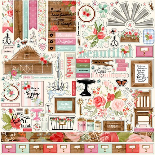 Carta Bella Farmhouse Market 12 x 12 Cardstock Element Stickers