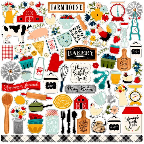 Echo Park Farmhouse Kitchen 12 x 12 Cardstock Element Stickers