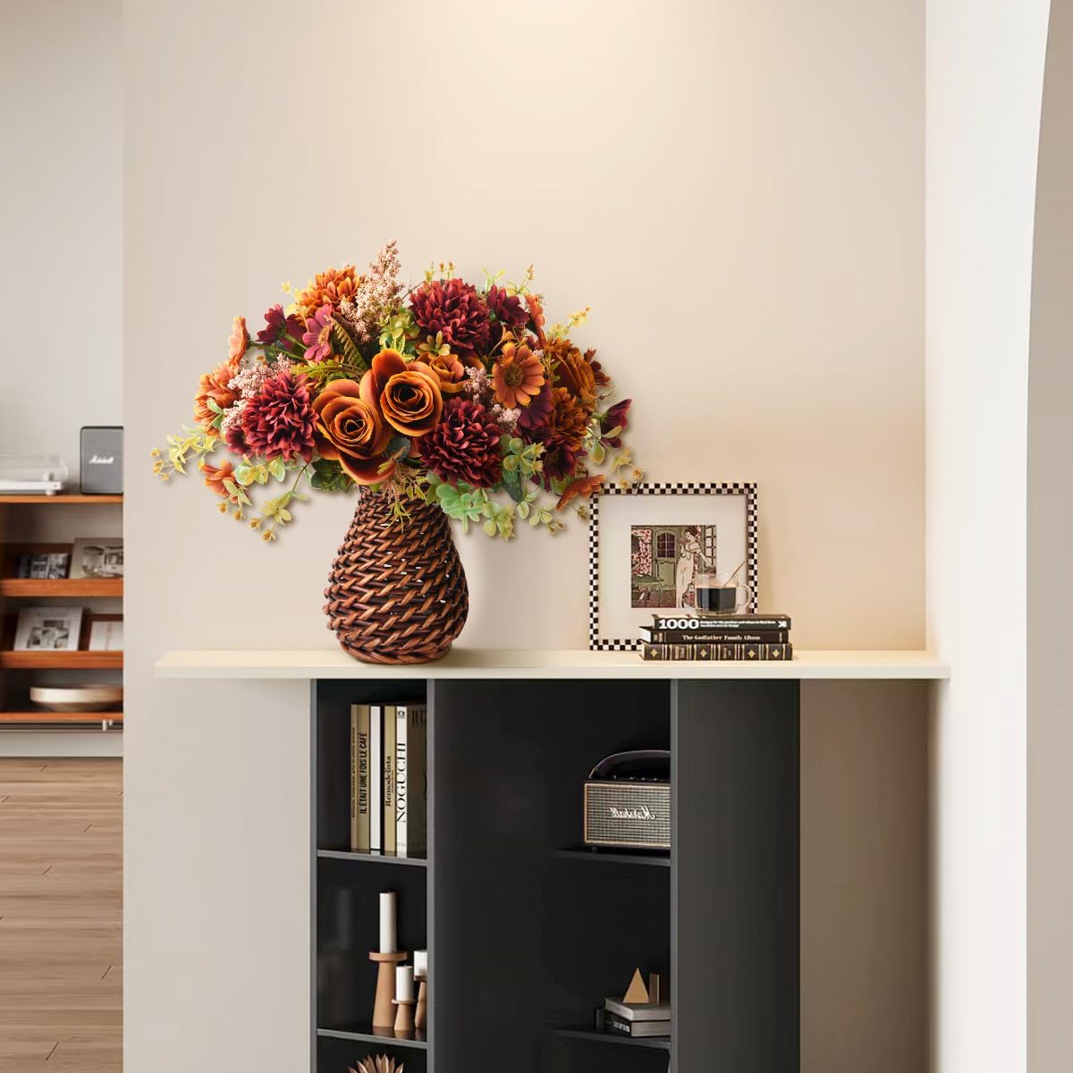 Artificial Faux Flowers in Vase