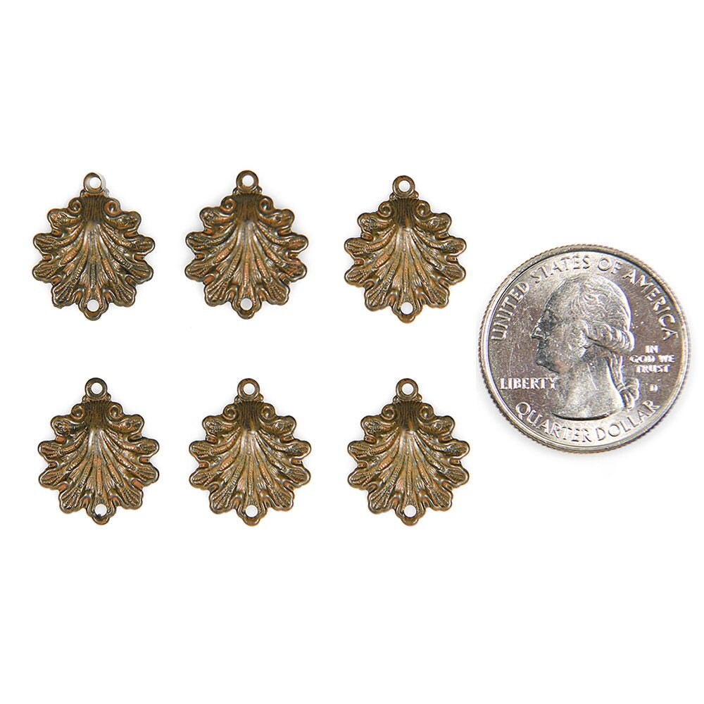 Chocolate Brown Plated Brass Shell Two Ring Connectors - Set of Six - XXX - RB-2C23