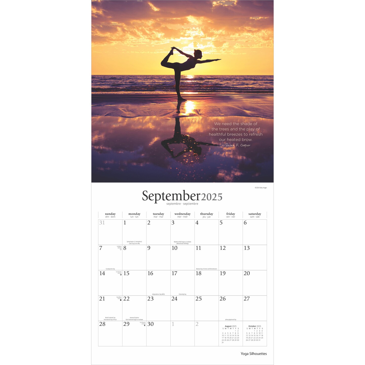 Yoga Silhouettes | 2025 12 x 24 Inch Monthly Square Wall Calendar | Plastic-Free | Brush Dance | Inspiration Meditation Namaste