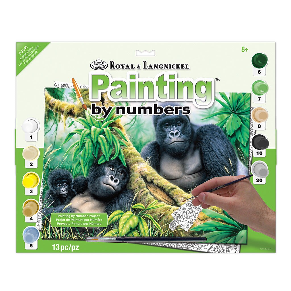 PJL46 | Painting by numbers&#x2122; 13pc 11.25&#x22; x 15.375&#x22; Mountain Gorillas Painting Project