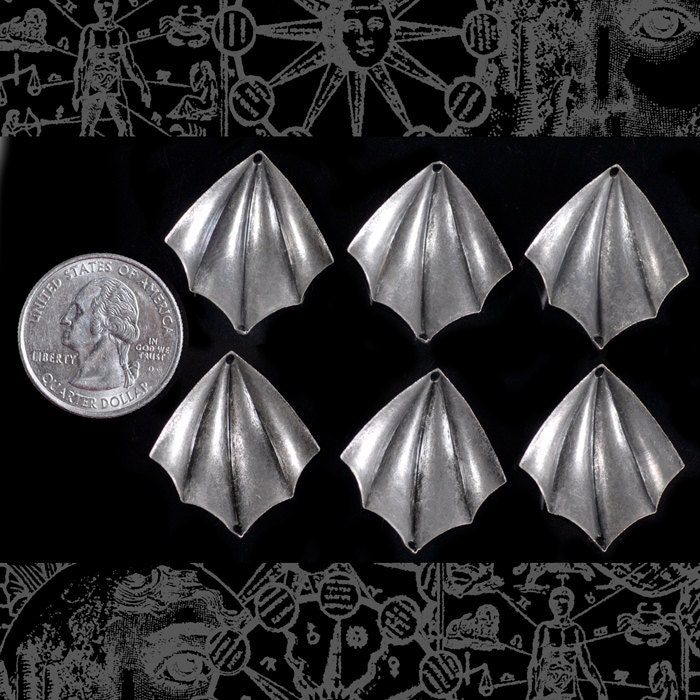 Antiqued Silver Plated Brass Bat Wing Connectors - Set of Six - S-2C51