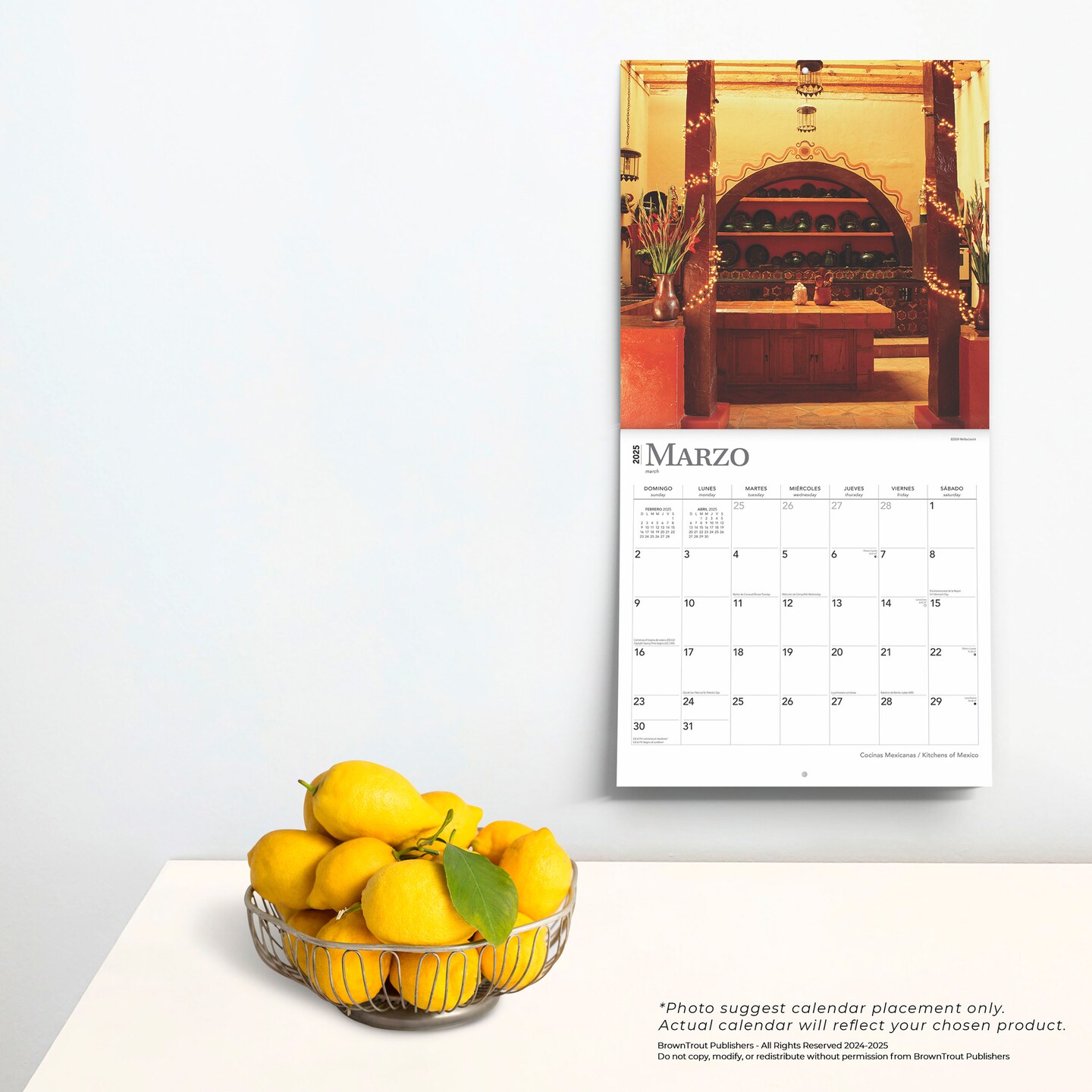 Cocinas Mexicanas | Kitchens of Mexico | 2025 12 x 24 Inch Monthly Square Wall Calendar | English/Spanish Bilingual | Plastic-Free | BrownTrout | Food Cuisine Cooking