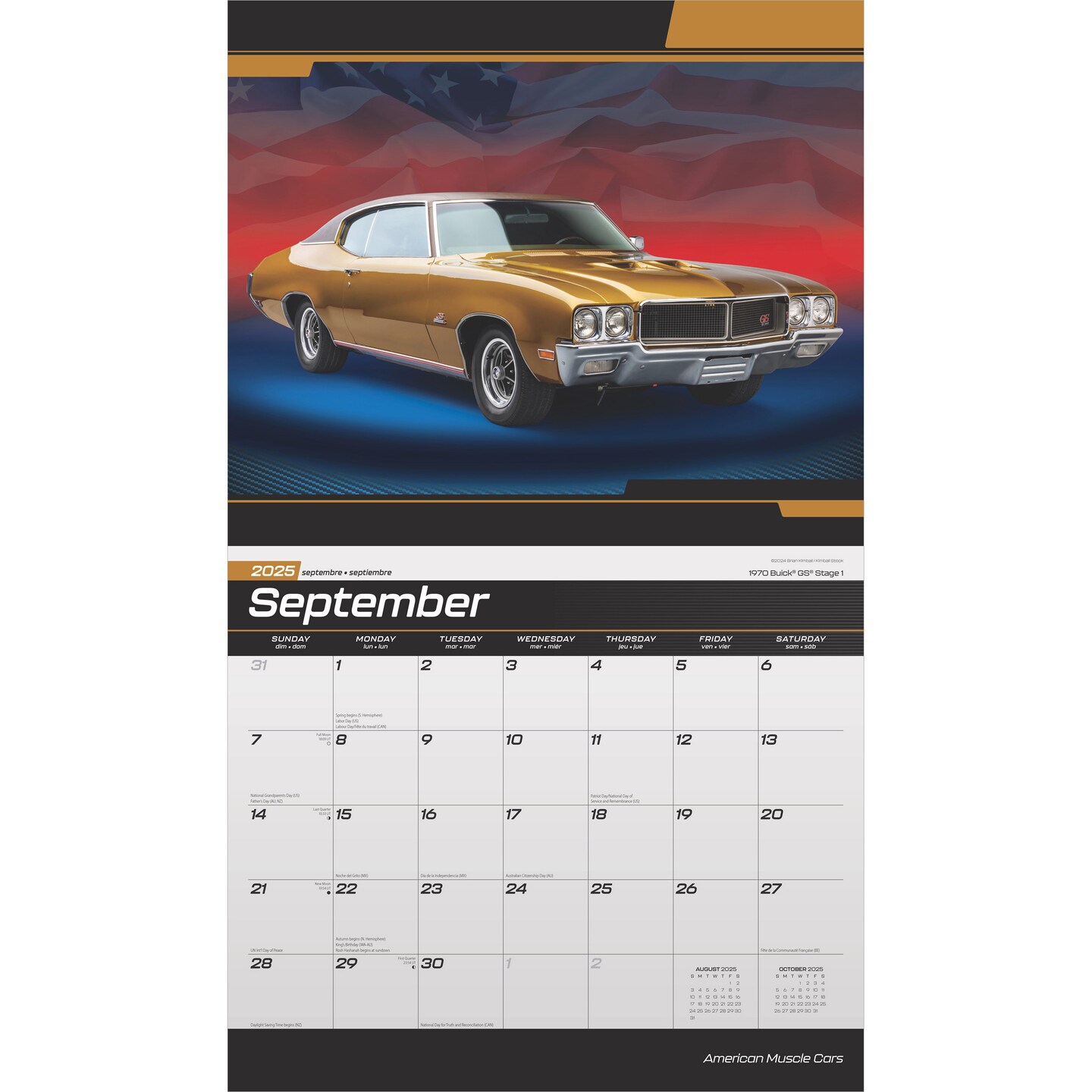 American Muscle Cars OFFICIAL | 2025 14 x 24 Inch Monthly Deluxe Wall Calendar | Foil Stamped Cover | Plastic-Free | BrownTrout | Racing Ford Chevrolet Chrysler Oldsmobile Pontiac