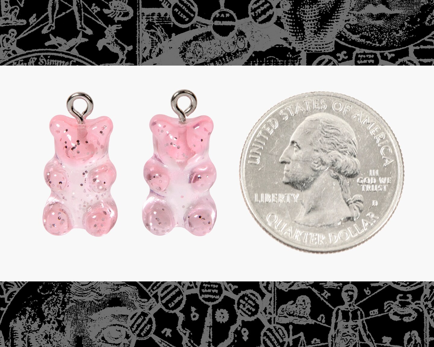 Resin Gummy Bear Charms - Pink - Set of Two - XXX - R-C8