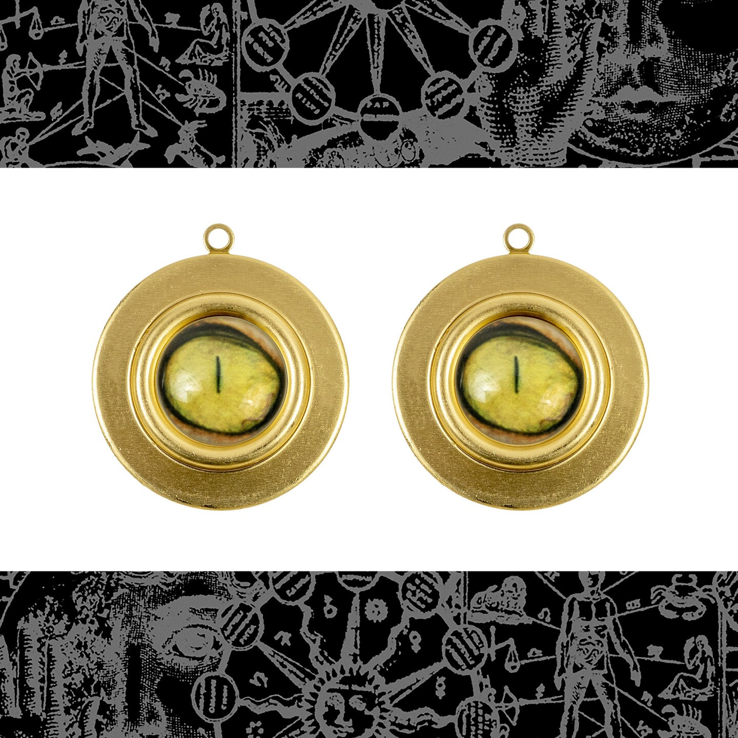12mm Round Yellow Cat Eye Cabochons - Set of Two - CAB47