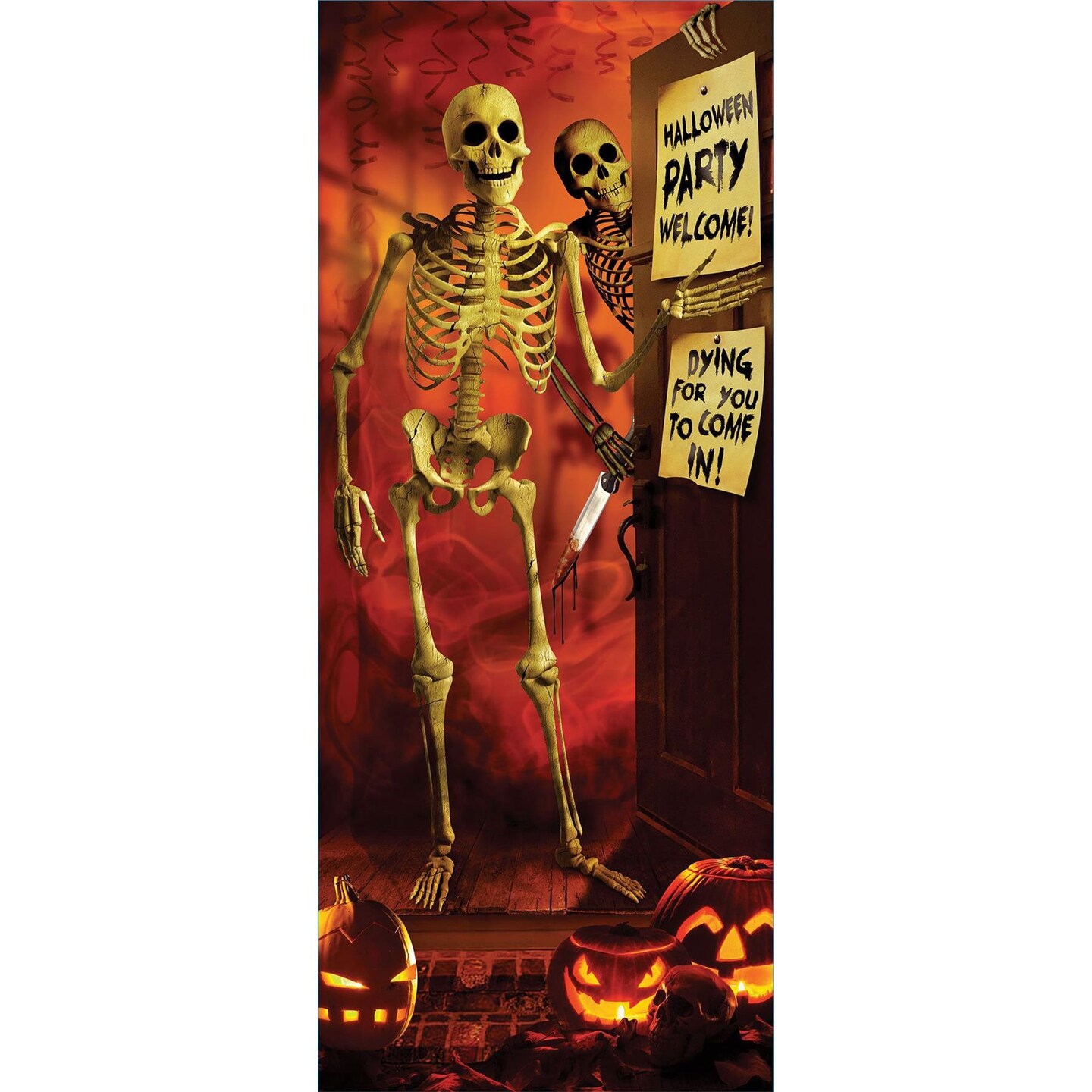 Fun World Scary Skeleton Party Door Cover Halloween Decoration 30" x 72" 1/PC