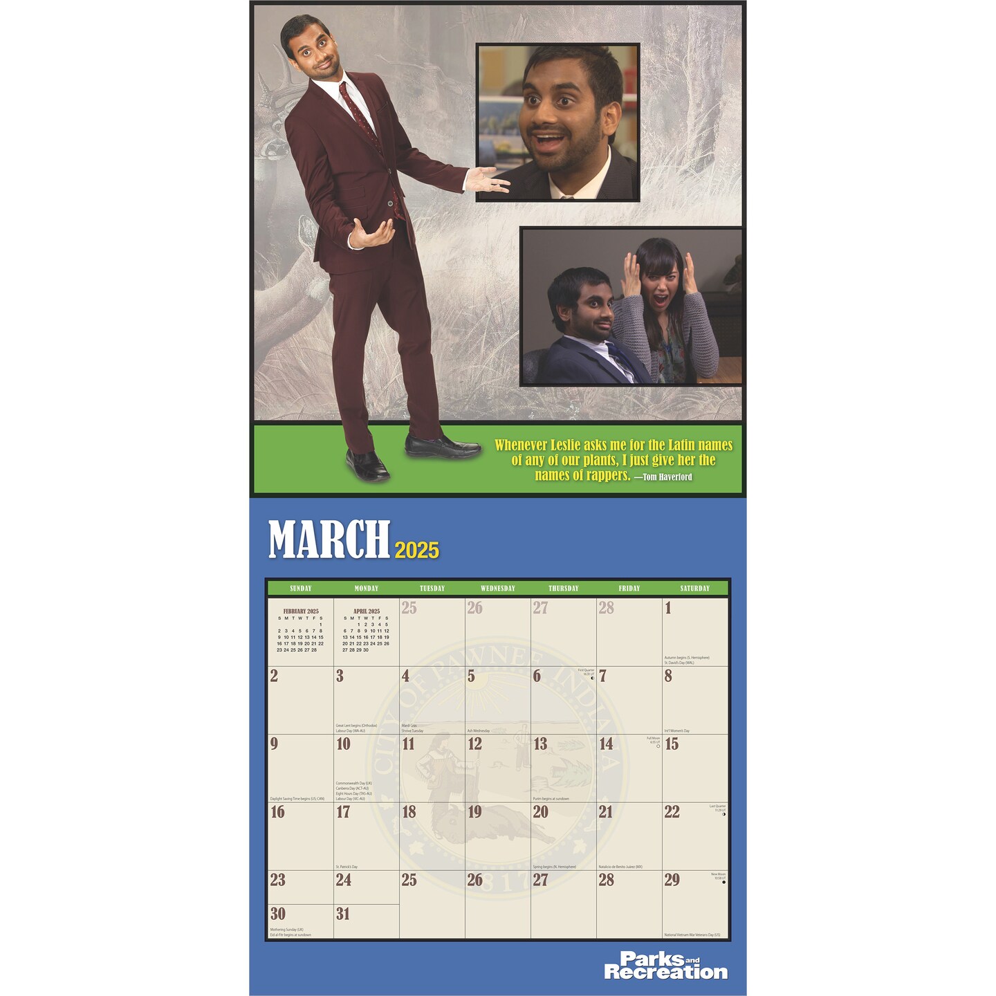 Parks and Recreation OFFICIAL | 2025 12 x 24 Inch Monthly Square Wall Calendar | Cal Ink | Humor Entertainment Television