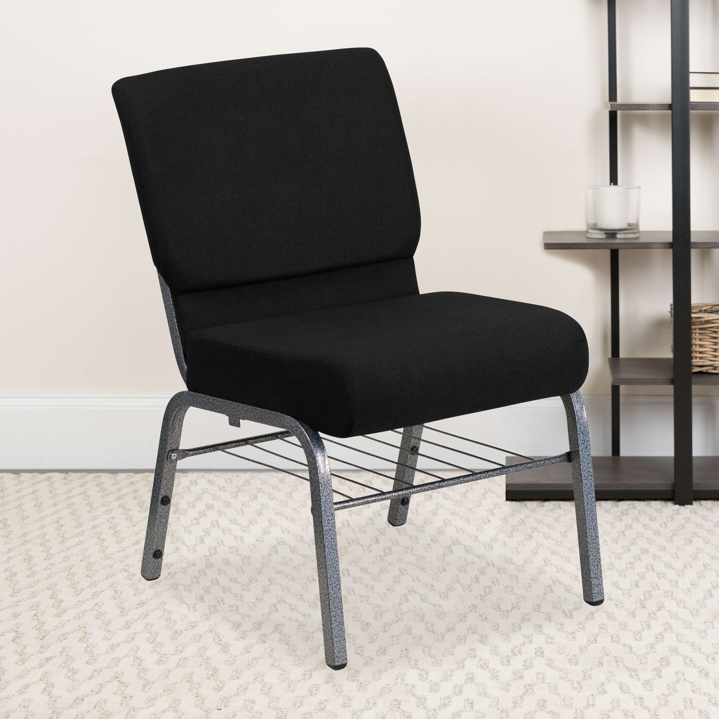 Emma and Oliver Auditorium Chair - 21&#x22; Seat - Book Rack