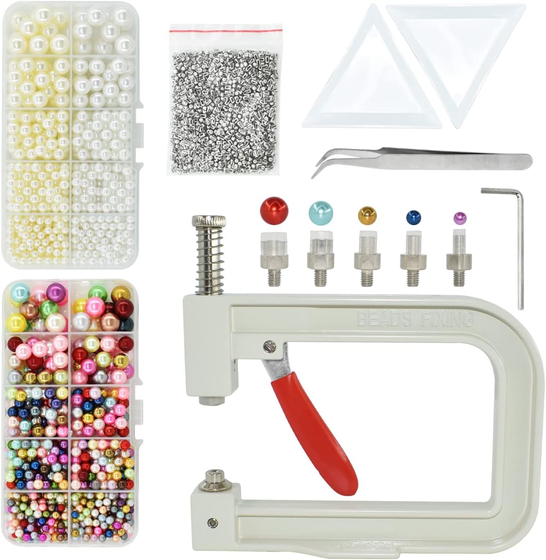 DIY Handmade Pearl Setting Machine with Beads Nails Screw Heads Tweezers Wrench Trays for DIY Crafts Accessories