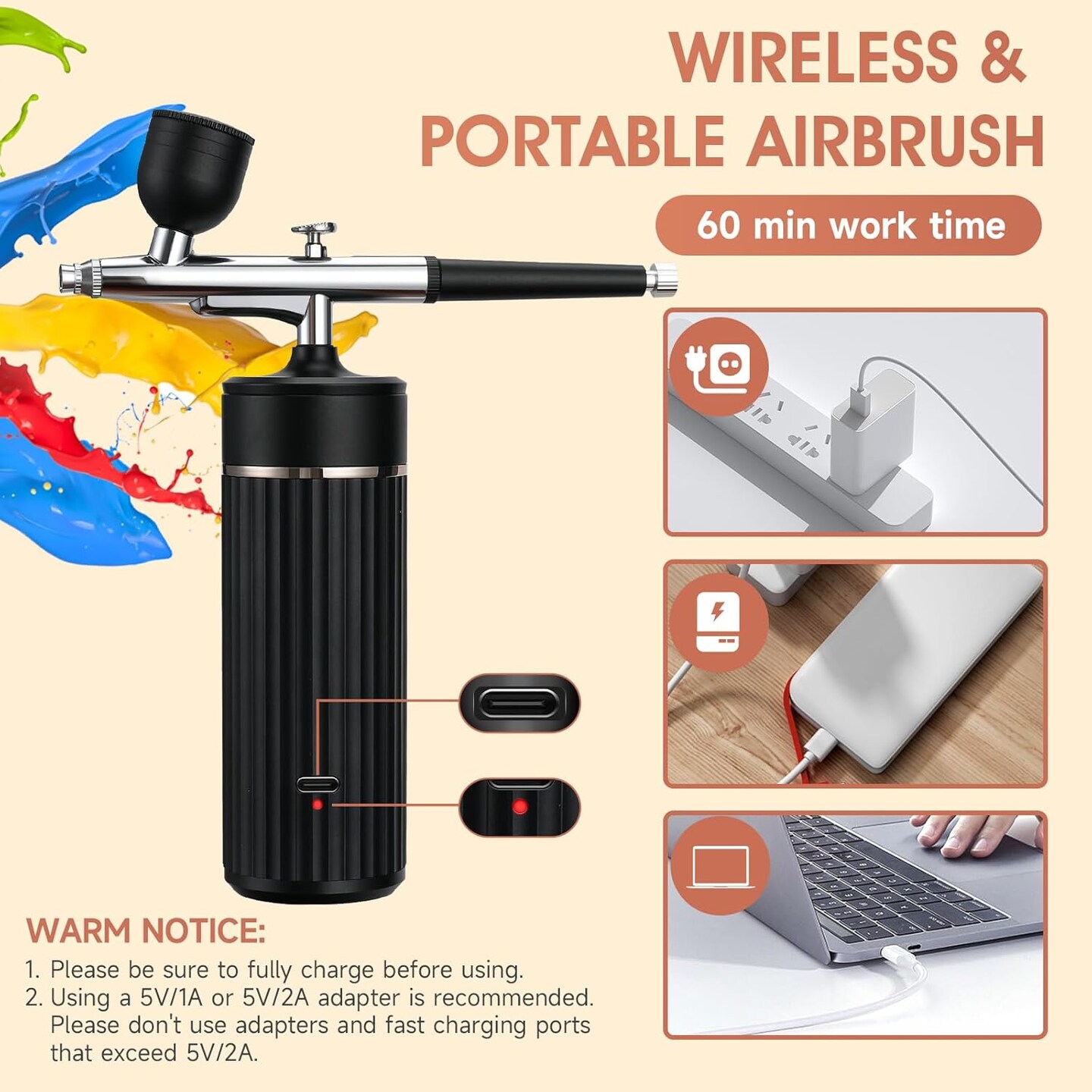 Cordless Airbrush Kit Rechargeable Airbrush Compressor