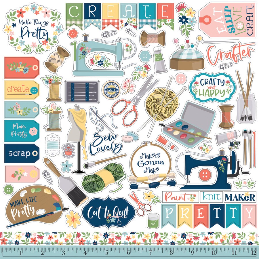 Carta Bella Craft &#x26; Create 12 x 12 Cardstock Element Sticker Sheet