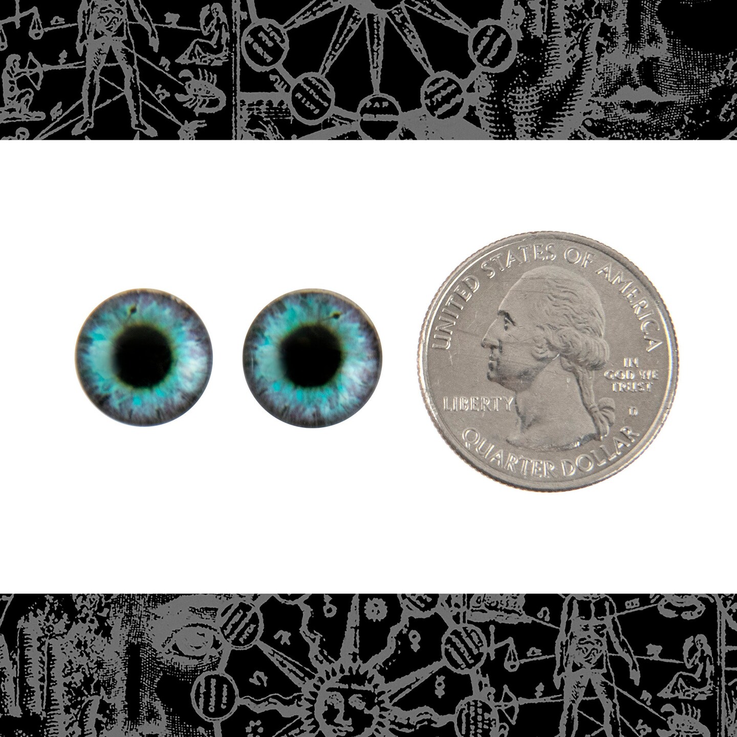 12mm Round Blue Glass Eye Cabochons - Set of Two - CAB46