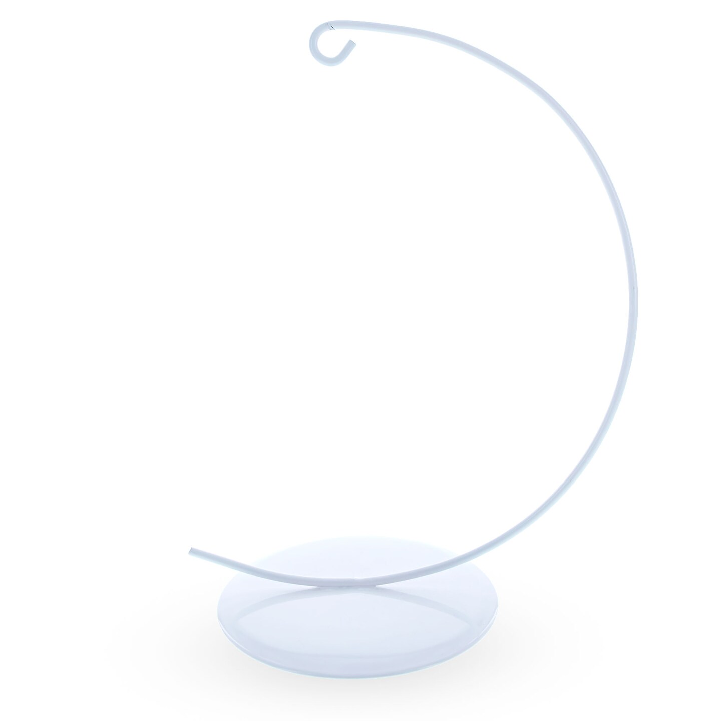 White Curved Metal Solid Round Base Ornament Display Stand 5.9 Inches
