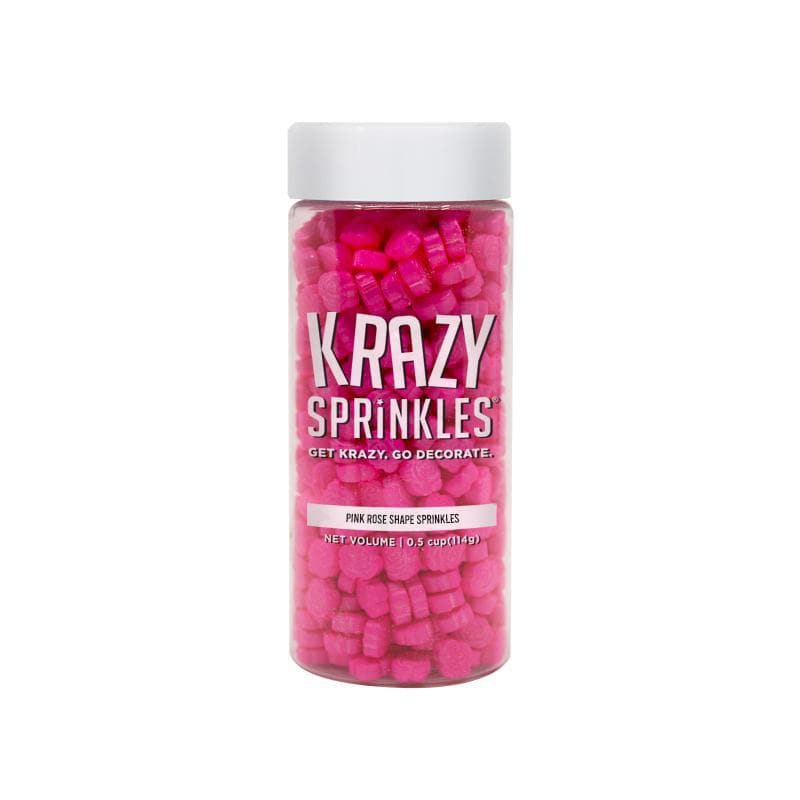 Krazy Sprinkles - Pretty in Pink Roses (1/2 Cup, 1x Jar) for Cakes, Ice Cream &#x26; Cookies