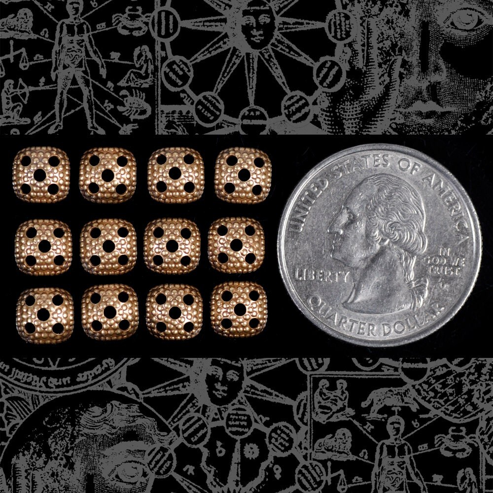 Raw Brass Hammered Rectangular 6mm Bead Caps 6mm - Set of Twelve - B ...