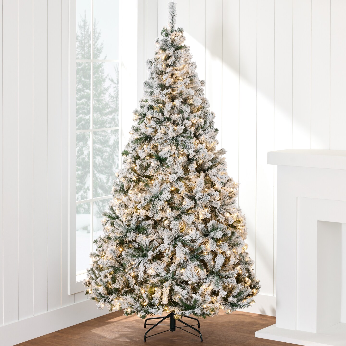 Best Choice Products Pre-Lit Holiday Christmas Pine Tree w/ Snow Flocked Branches, Warm White Lights