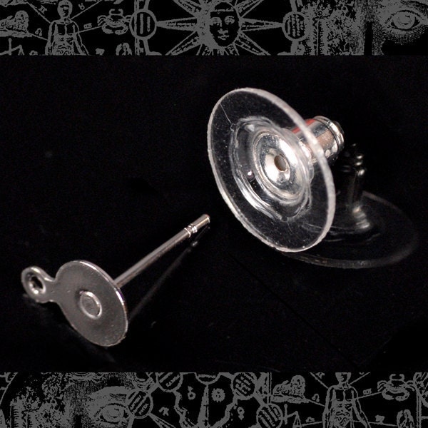 Silver Plated Earring Finding Connector Posts with Backs - Six Pairs - EAR1