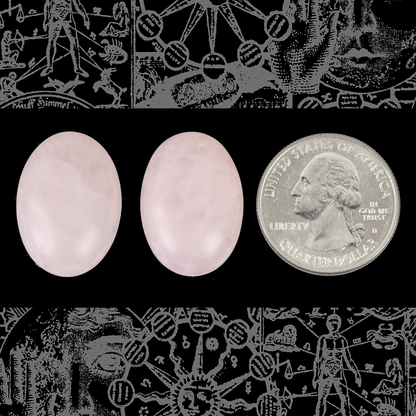25mm x 18mm Rose Quartz Cabochons - Set of Two - STC12