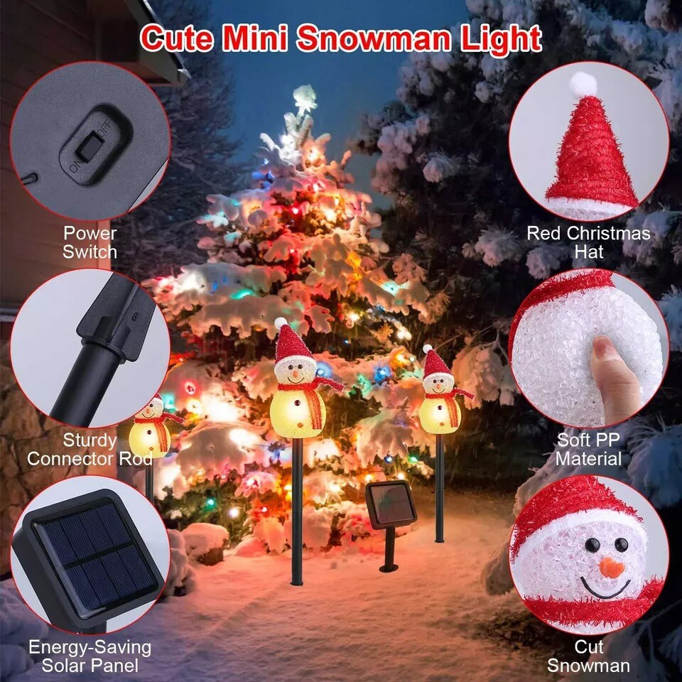 Christmas Decorations Solar 3PACK Snowman Lights Waterproof Outdoor Stake Lamp