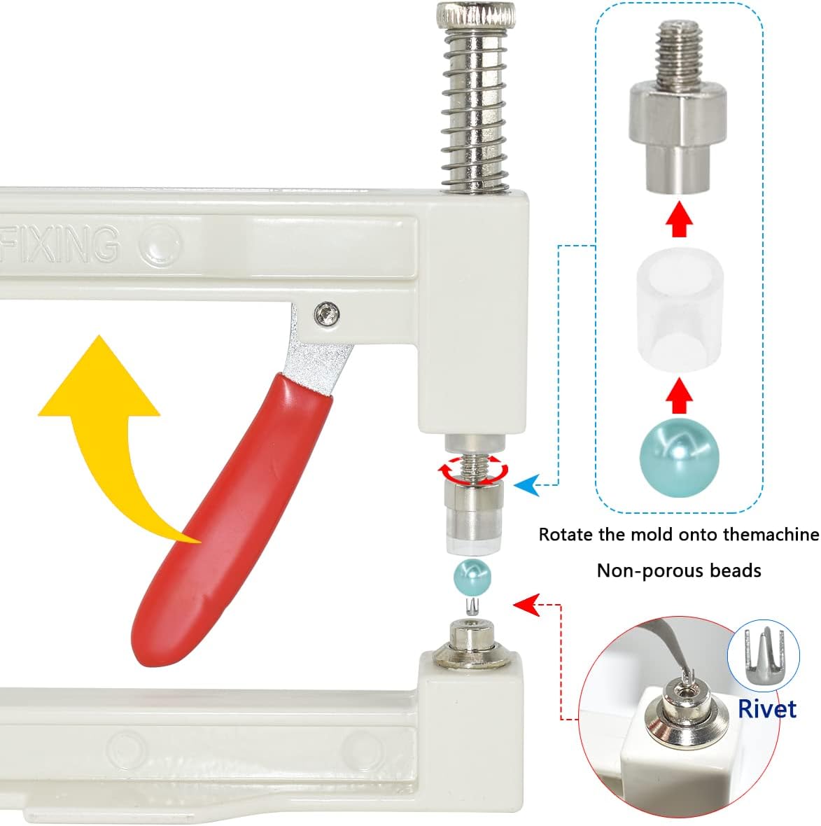 DIY Handmade Pearl Setting Machine with Beads Nails Screw Heads Tweezers Wrench Trays for DIY Crafts Accessories