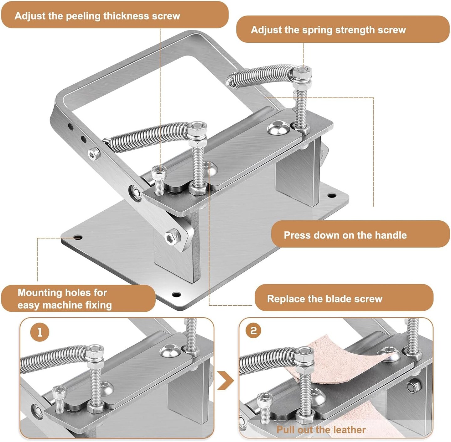 Manual Leather Splitter, Leather Skiving Machine, Leather Skiving Tools with Clamp, Leather