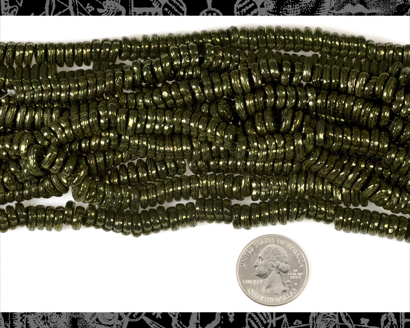 10mm Dark Metallic Olive Green Heart Leaf Beads - One Strand with Apx 50 beads - GB-LB1