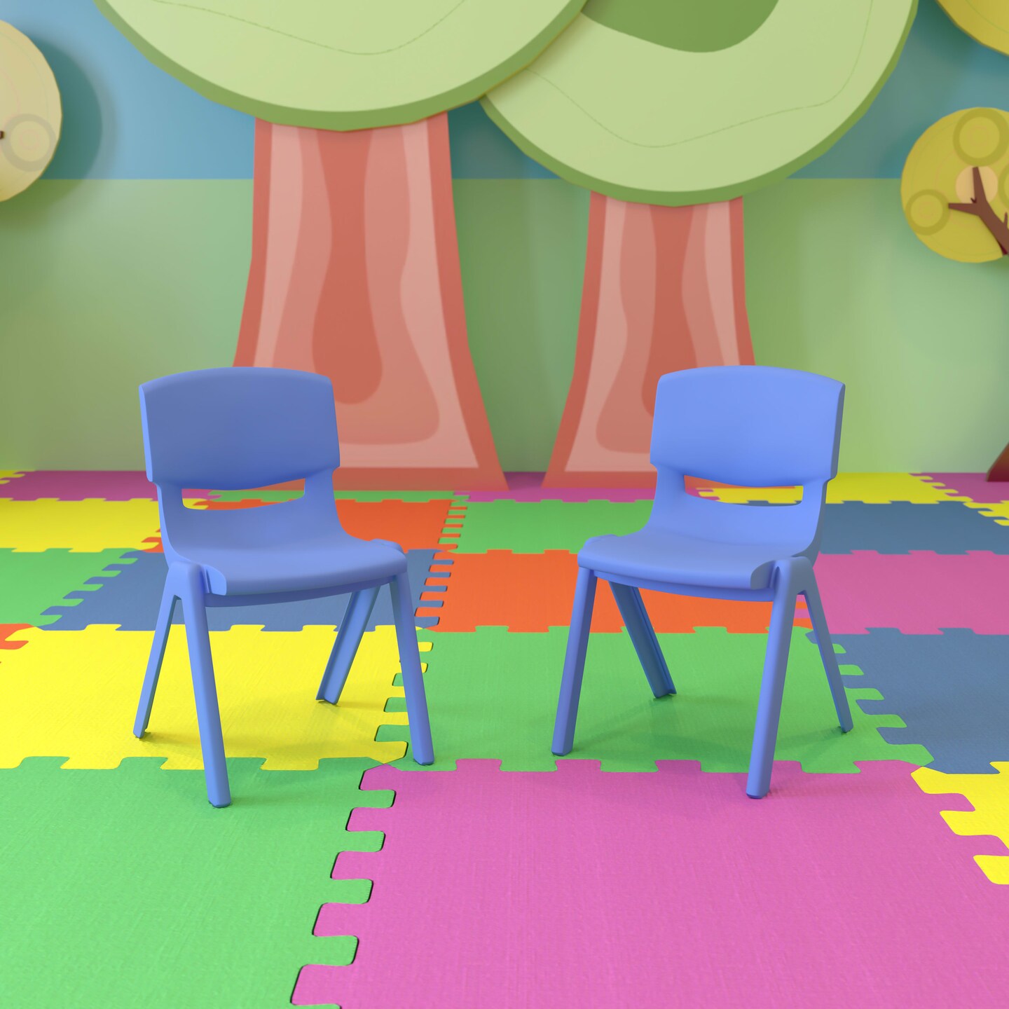 Emma and Oliver 2 Pack Plastic Stackable School Chair with 12&#x22;H Seat, Preschool Seating