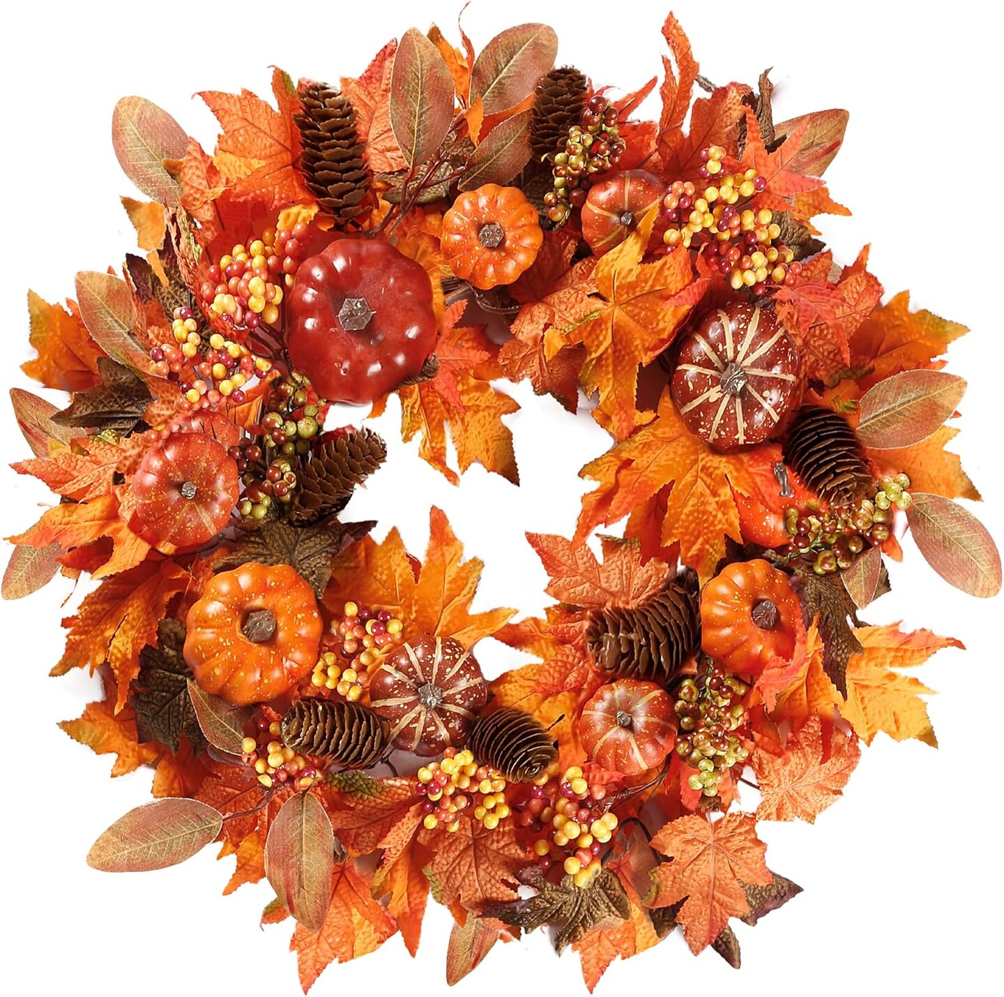Fall Wreath 20’’ Autumn Front Door Wreath Harvest Wreath with Various ...