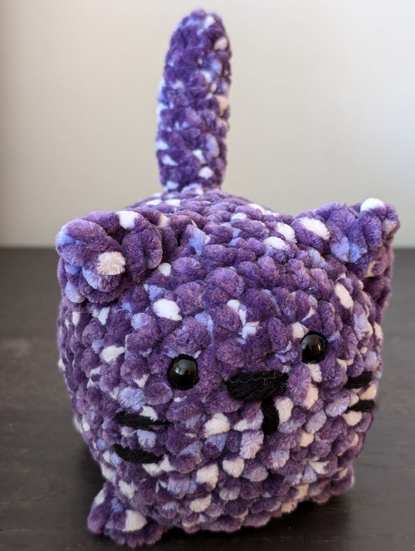 Crochet grape purple color 5 inches loaf cat Amigurumi handmade