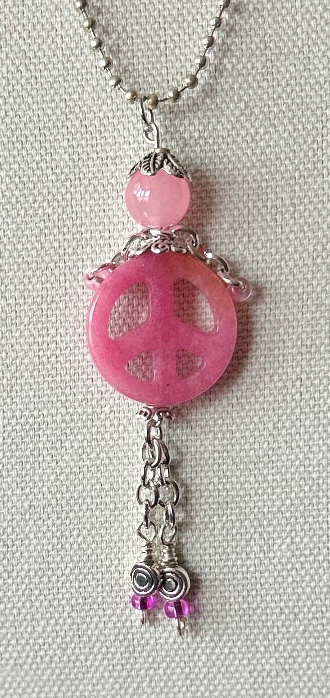 Best Friend Girlfriend Peace Sign 24” Silver Ball Chain