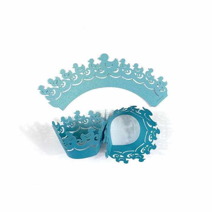 Pearly Baby Blue Duck Cupcake Wrappers &#x26; Liners | 25 PC Set
